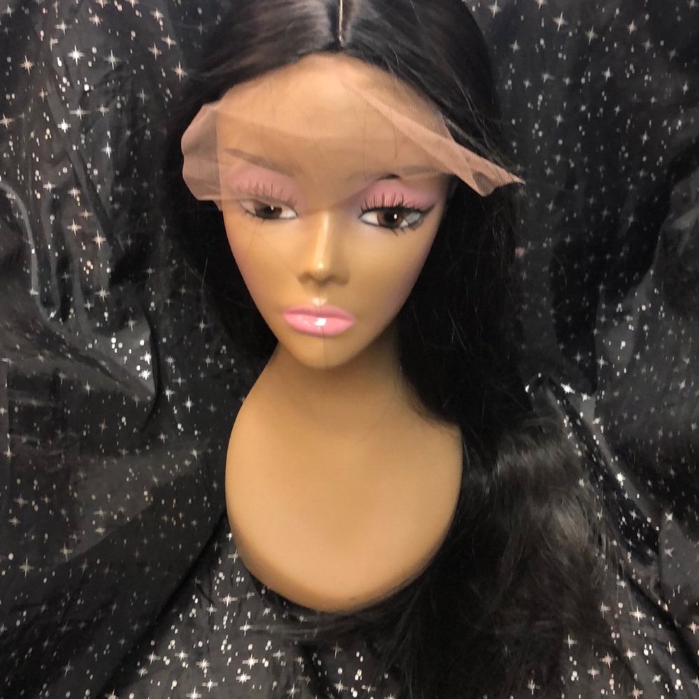 Brand new stylish long lace black wig